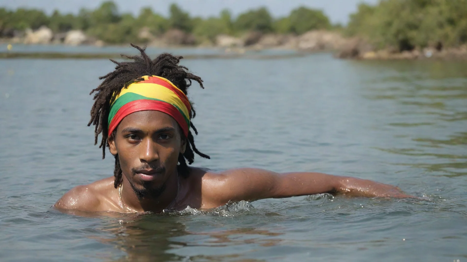 amazing young rastaman swimming awesome portrait 2 wide