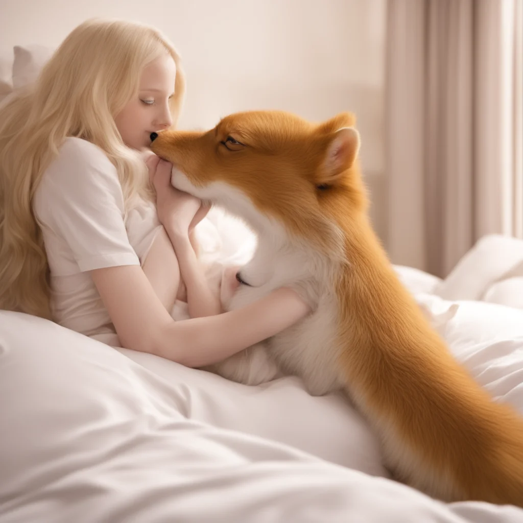 aiamy kissing female tails in bed and grabbing his rear