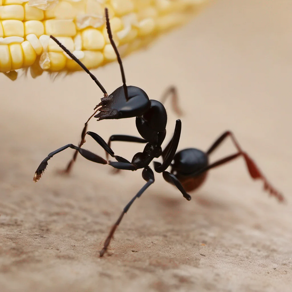 aian ant with a kernel of corn in its pincers amazing awesome portrait 2