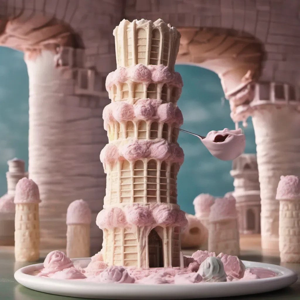 aian enchanting mystical rendition of the leaning tower of pisa made out of ice cream amazing awesome portrait 2