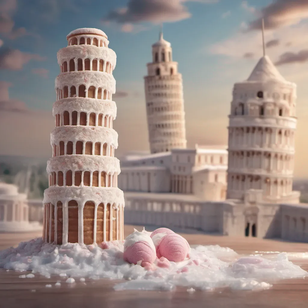 aian enchanting mystical rendition of the leaning tower of pisa made out of ice cream