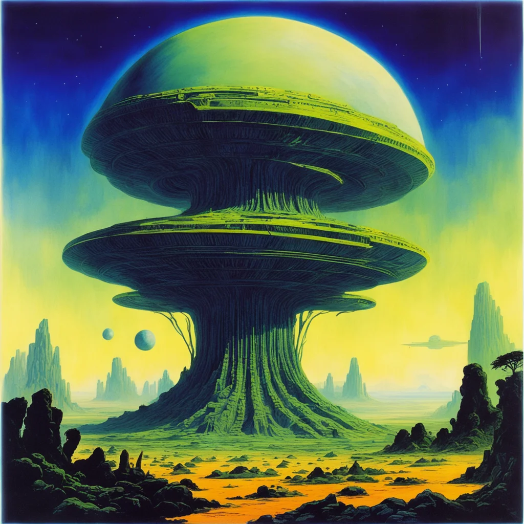 aiancient super alien world scifi temple plant life chris foss jack kirby confident engaging wow artstation art 3