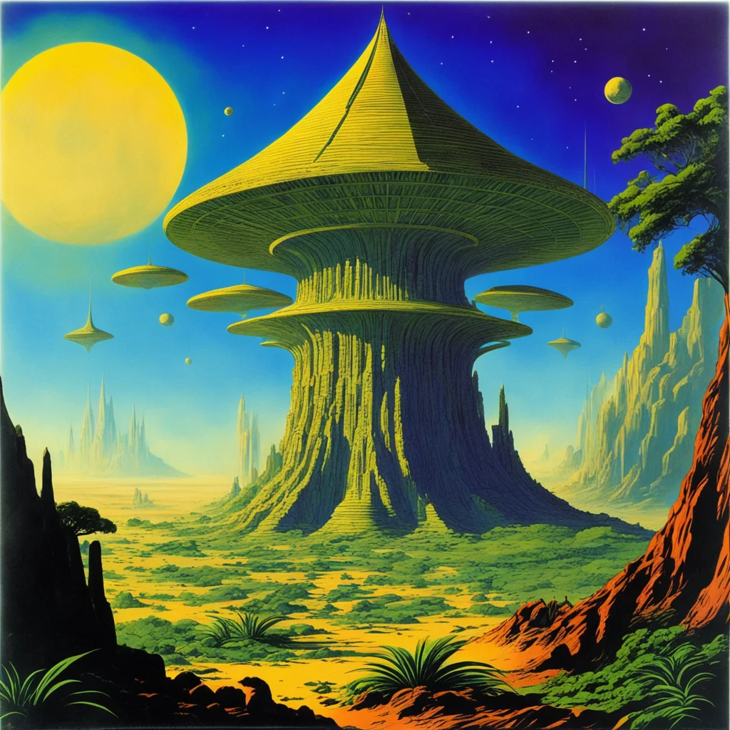 aiancient super alien world scifi temple plant life chris foss jack kirby good looking trending fantastic 1