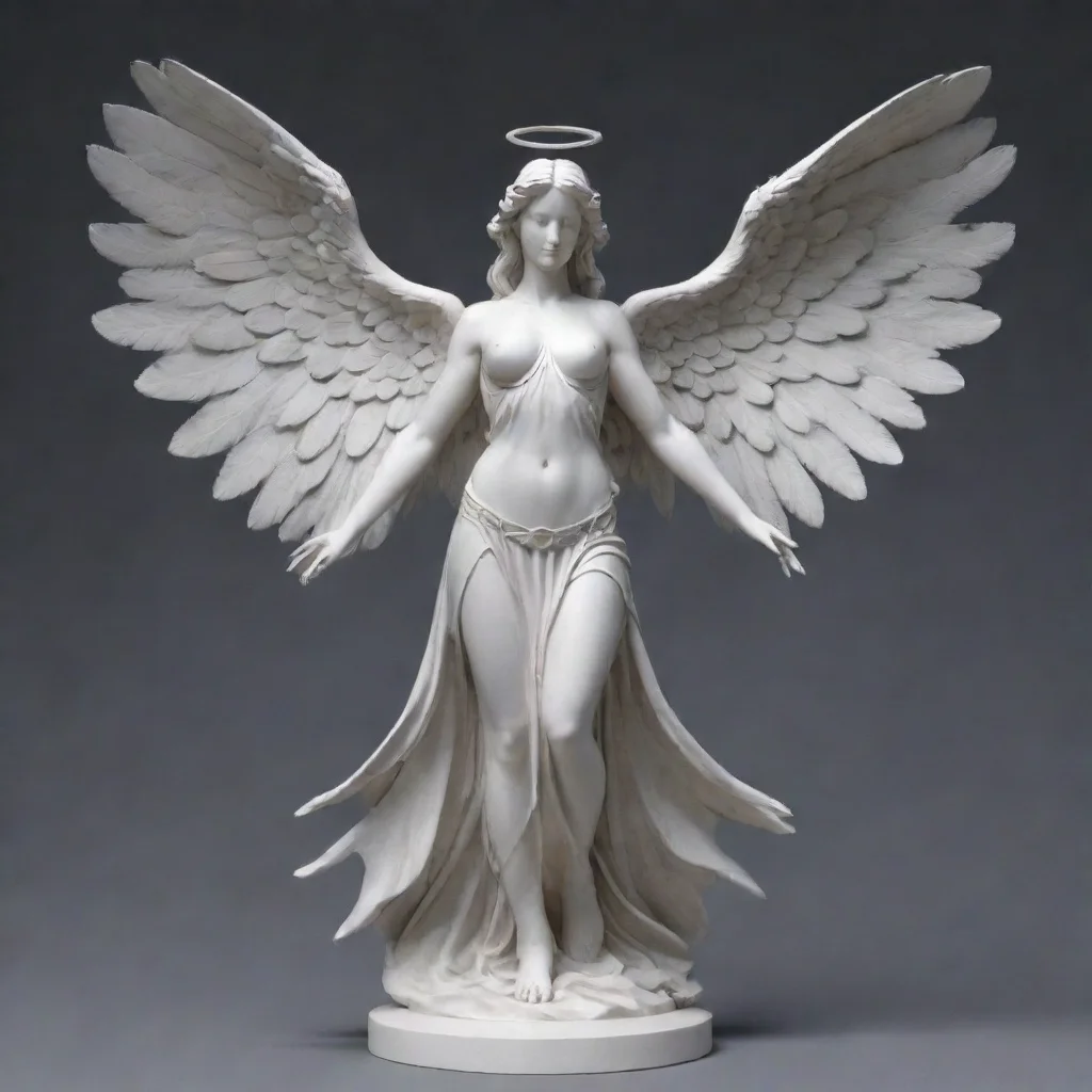 aiangel 3d model statue with symmetrical wings 