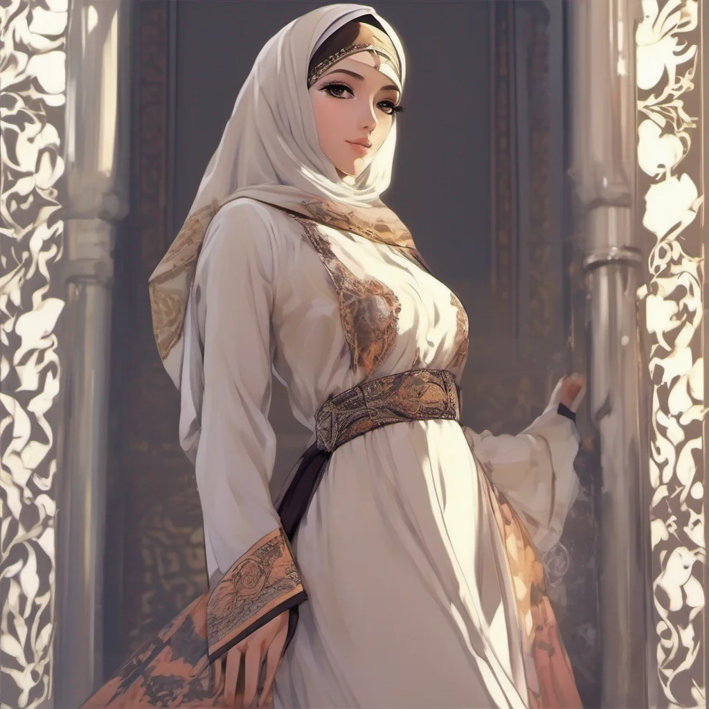aianime beauty grace seductive bare bellied hijabi girl confident engaging wow artstation art 3
