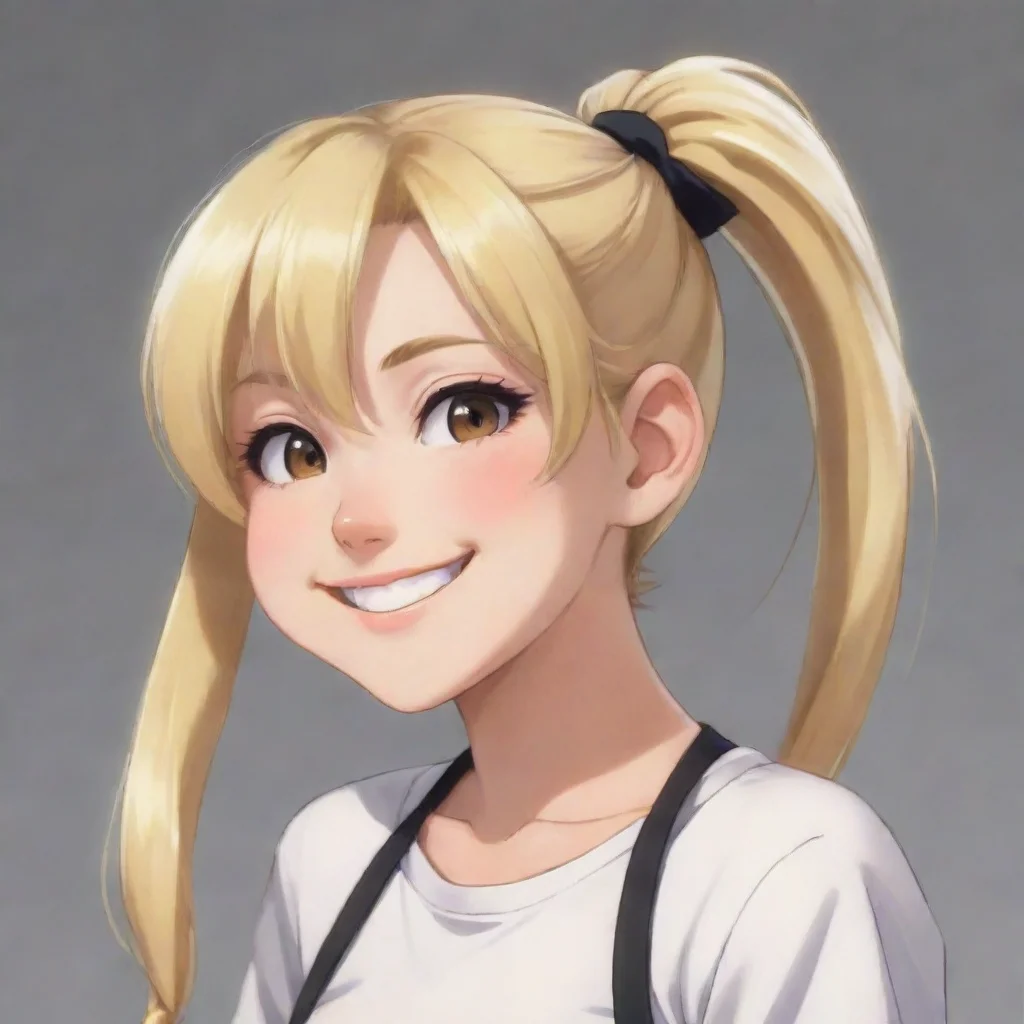 aianime blonde girl smilng with a ponytail