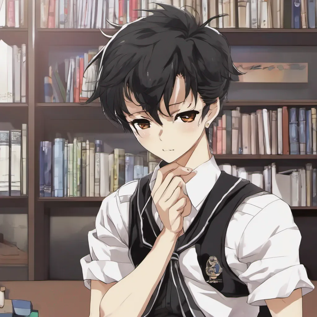 aianime boy muscular pompadour black school uniform black hair 