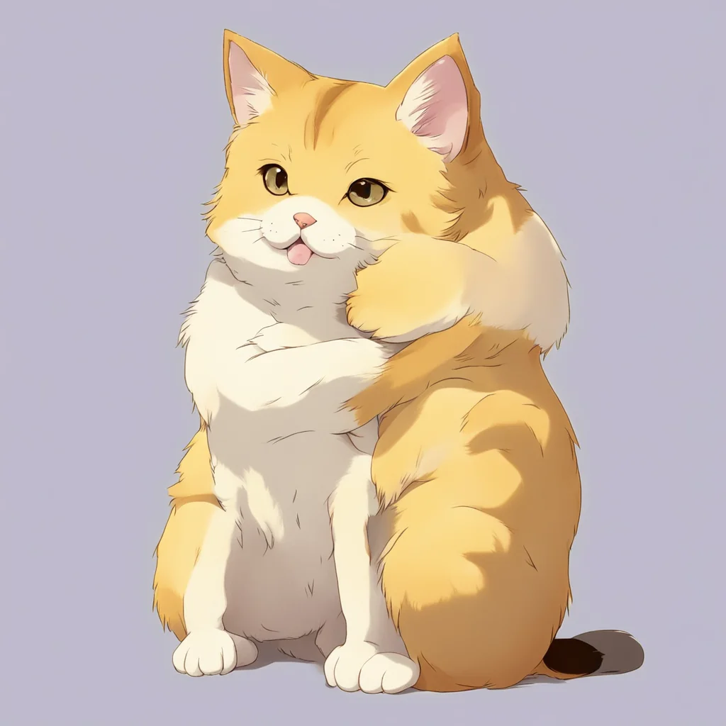 anime cat hug dog