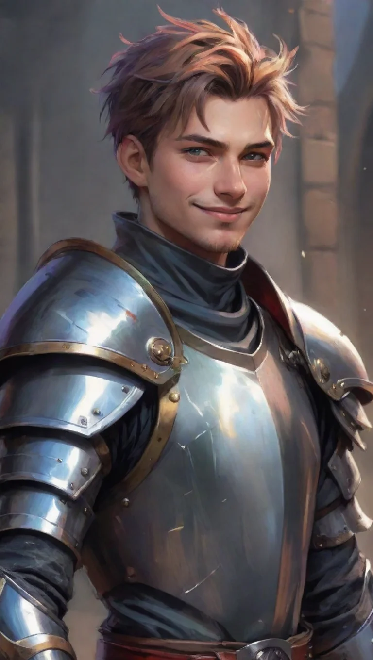 aianime comic book fantasy art punk knight colorful realistic hd world aesthetic kind smile seductive male knight poor  best quality artstation tall