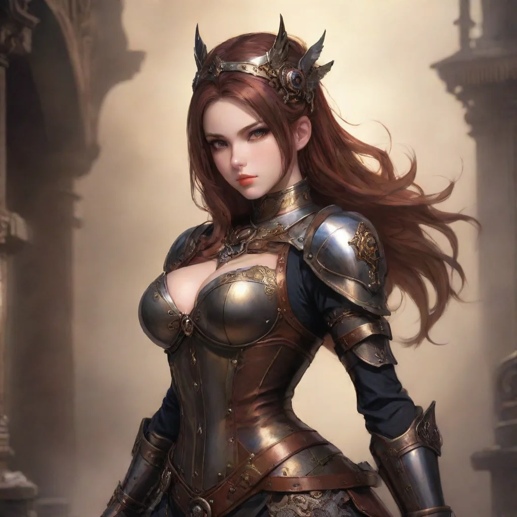 aianime digital art knight western steampunk warrior seductive beauty grace demon feminine majestic