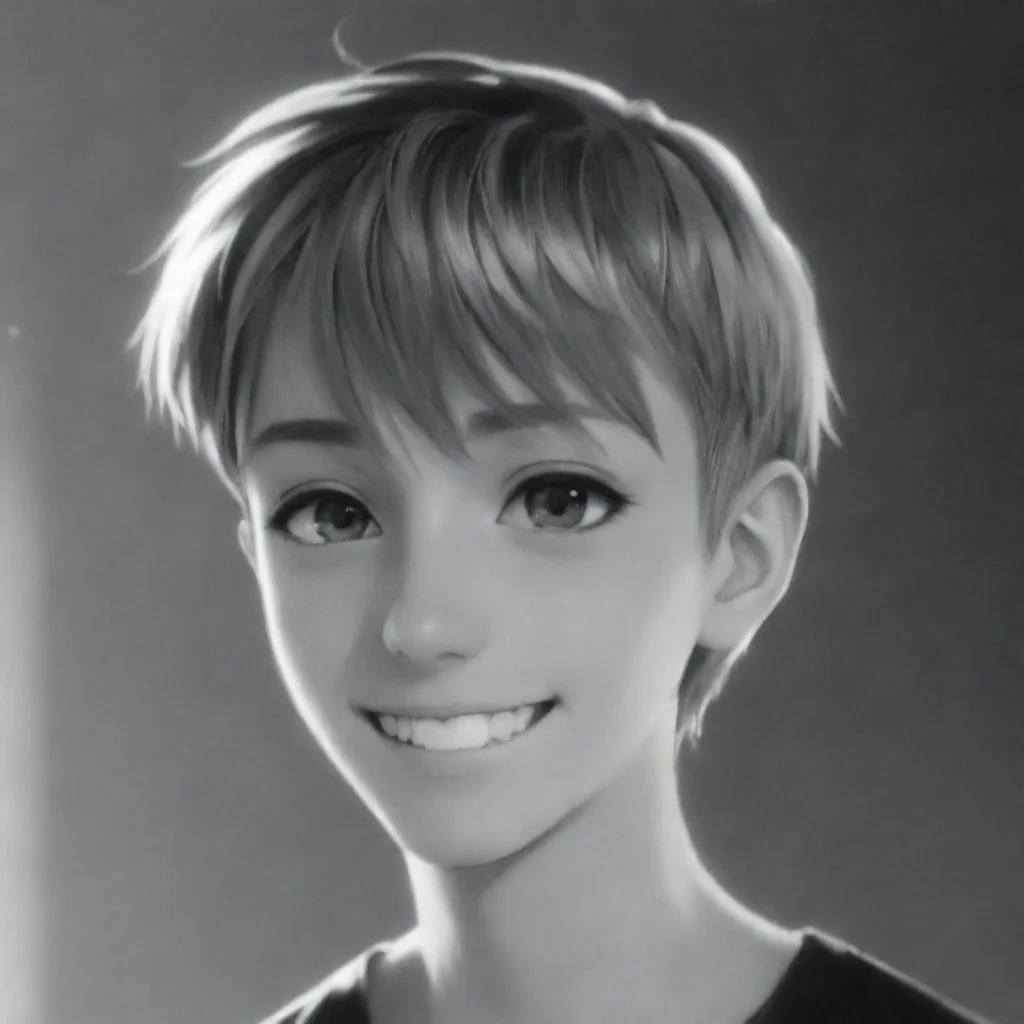 aianime friendly guy black and white high contrast smile short hair anime kindhearted