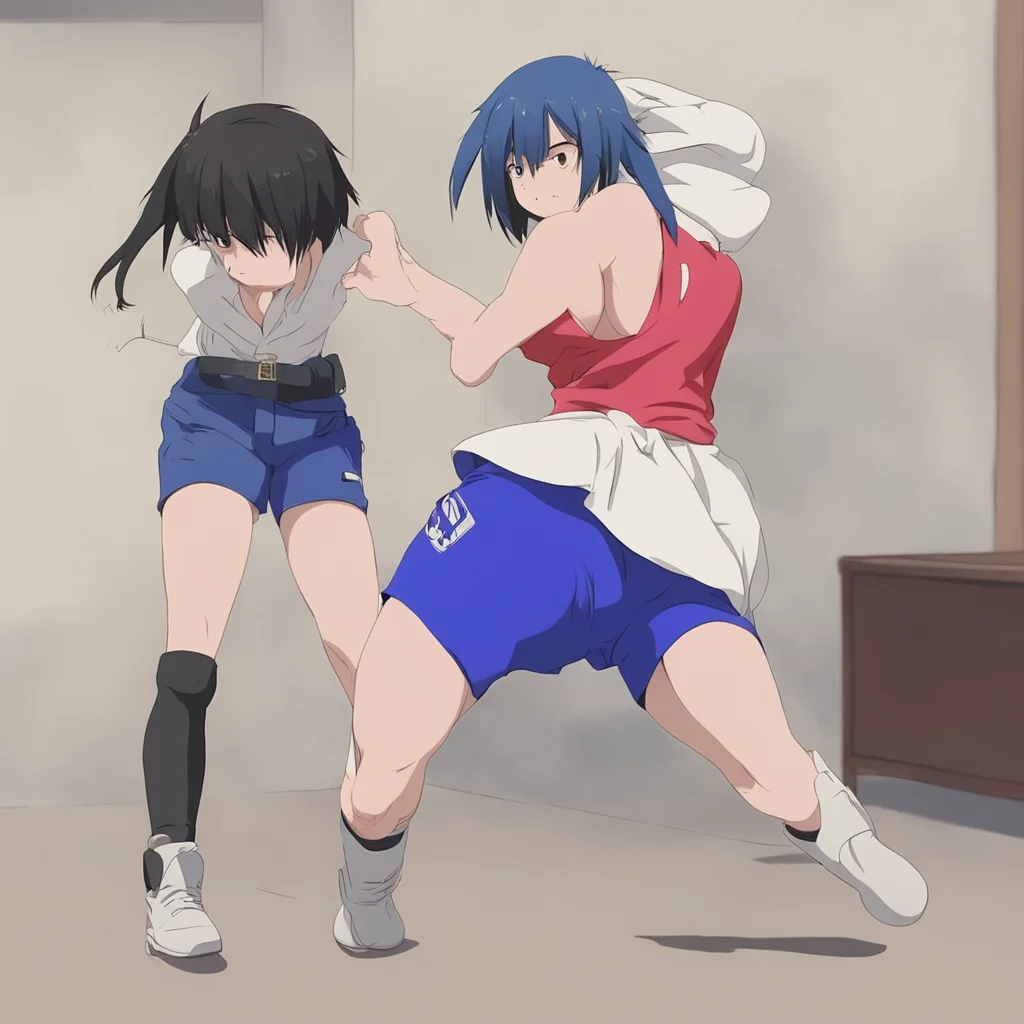 anime girl kick a man in the groin