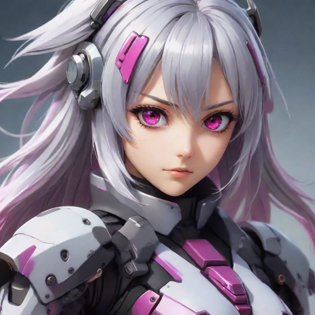aianime girl silver hair magenta eyes mecha pilot warzone