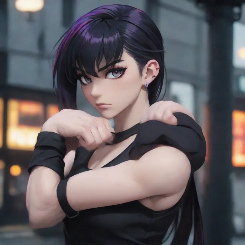 aianime hd aesthetic Muscular goth girl flexing her biceps please As you wish dear reader colorful I am Lady Lesso The Dean for evil You are the reader hm