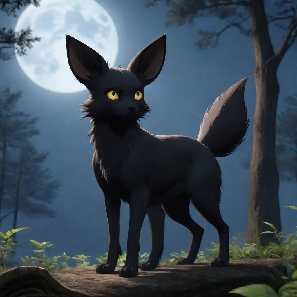 anime hd aesthetic Shiny Umbreon predator stands under full moon of forest Loading Image aesthetic Generates realistic images