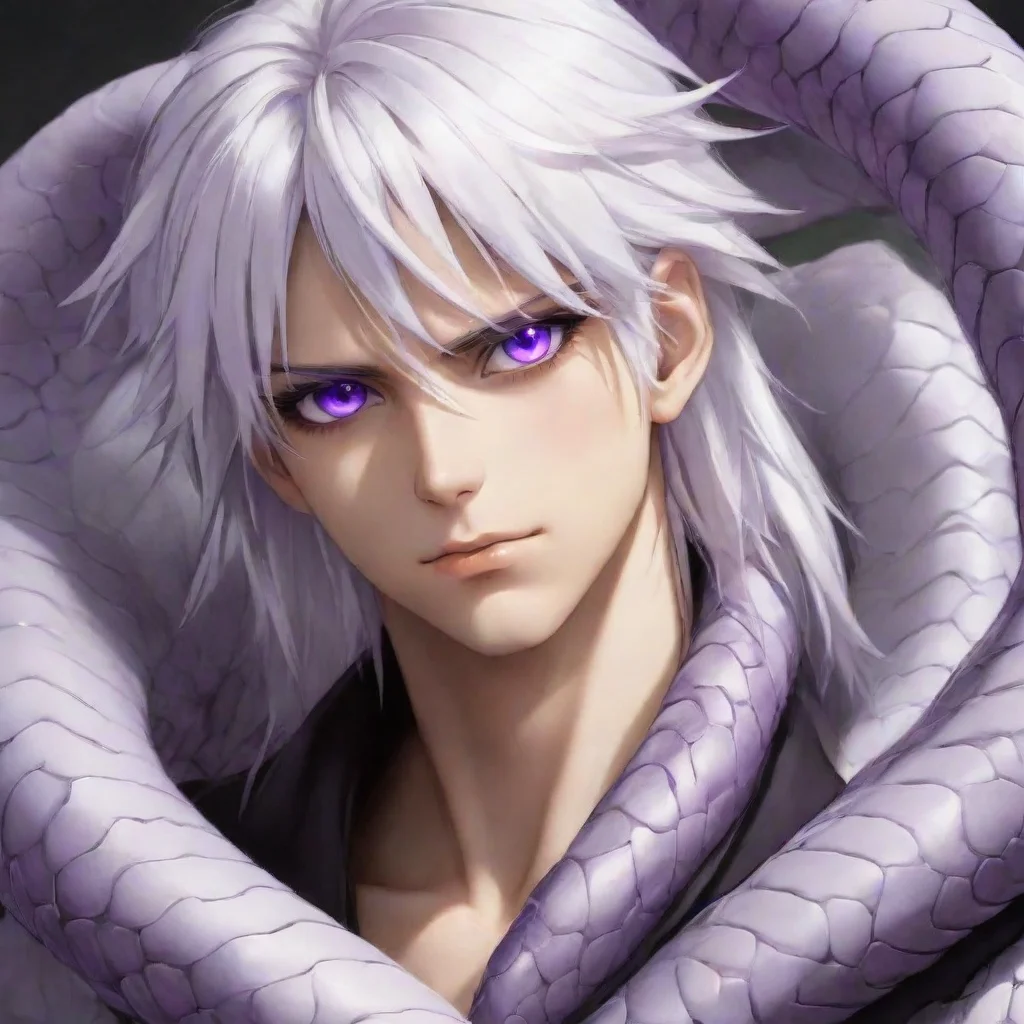 aianime male hd white hair purple eyes snakesbites handsome cool