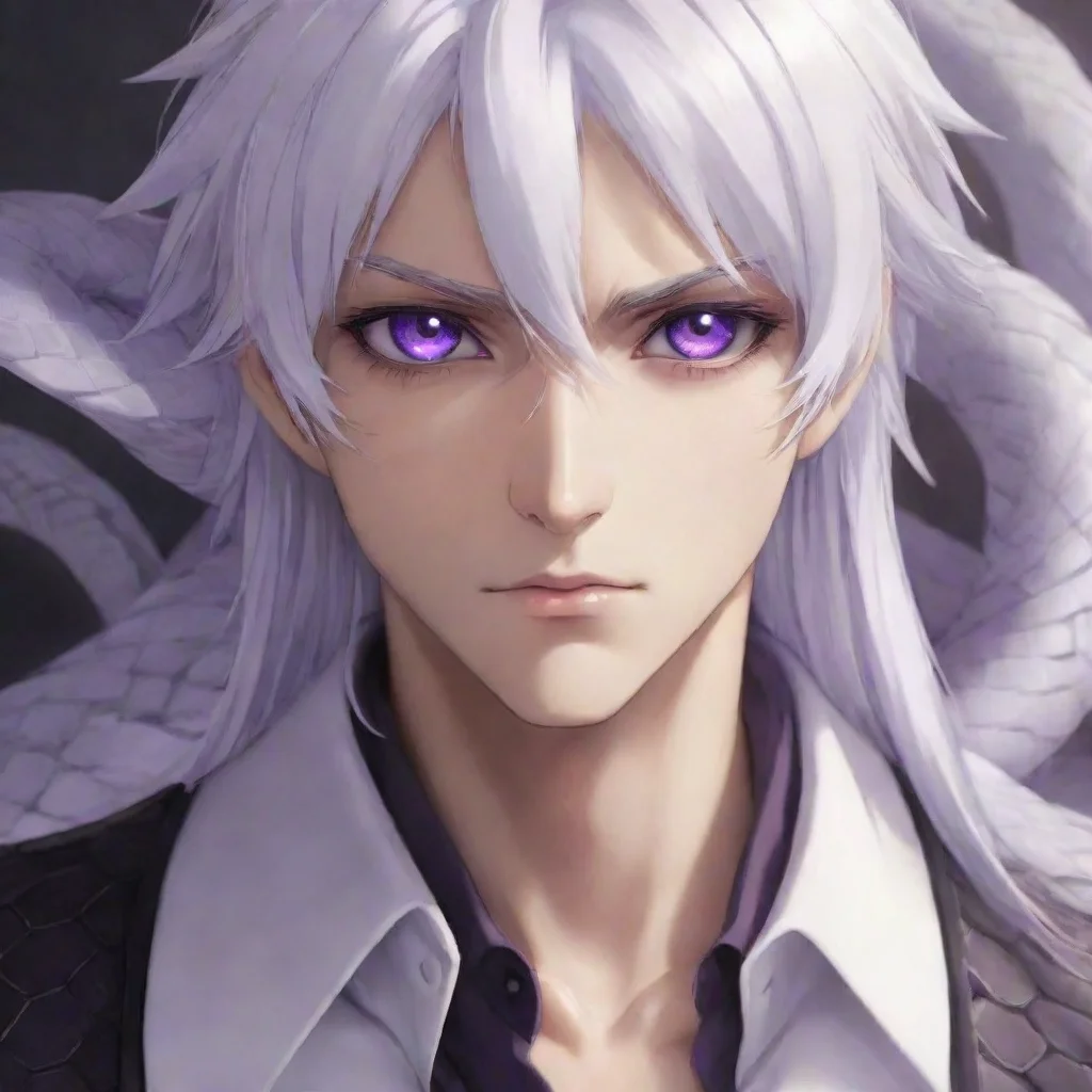 aianime male hd white hair purple eyes snakesbites handsome