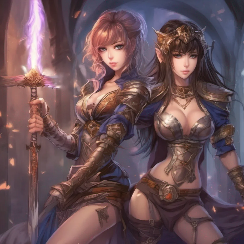 aianime seductive warrior fantasy art feminine lesbian princess mage