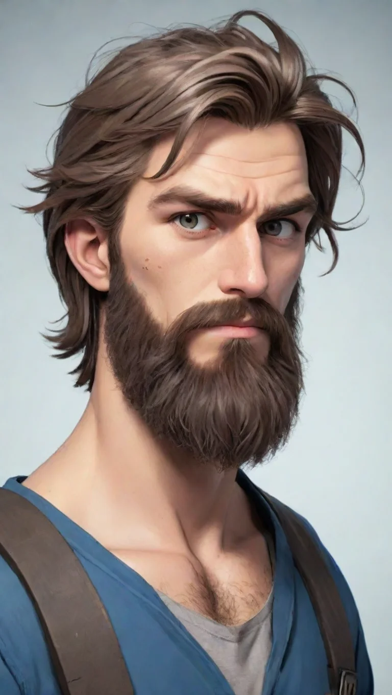 aianime style cartoon young bearded swedish superhero hobo man tall