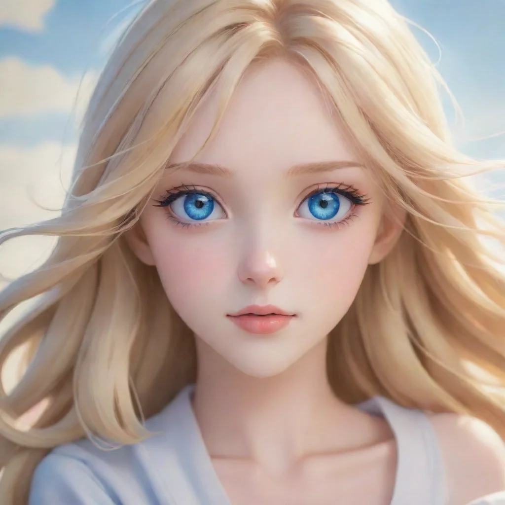 anime woman blonde hair blue eyes