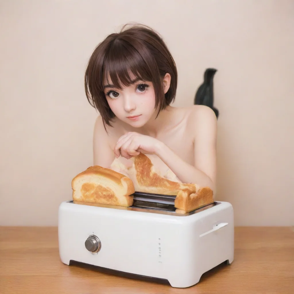 anime woman on a toaster