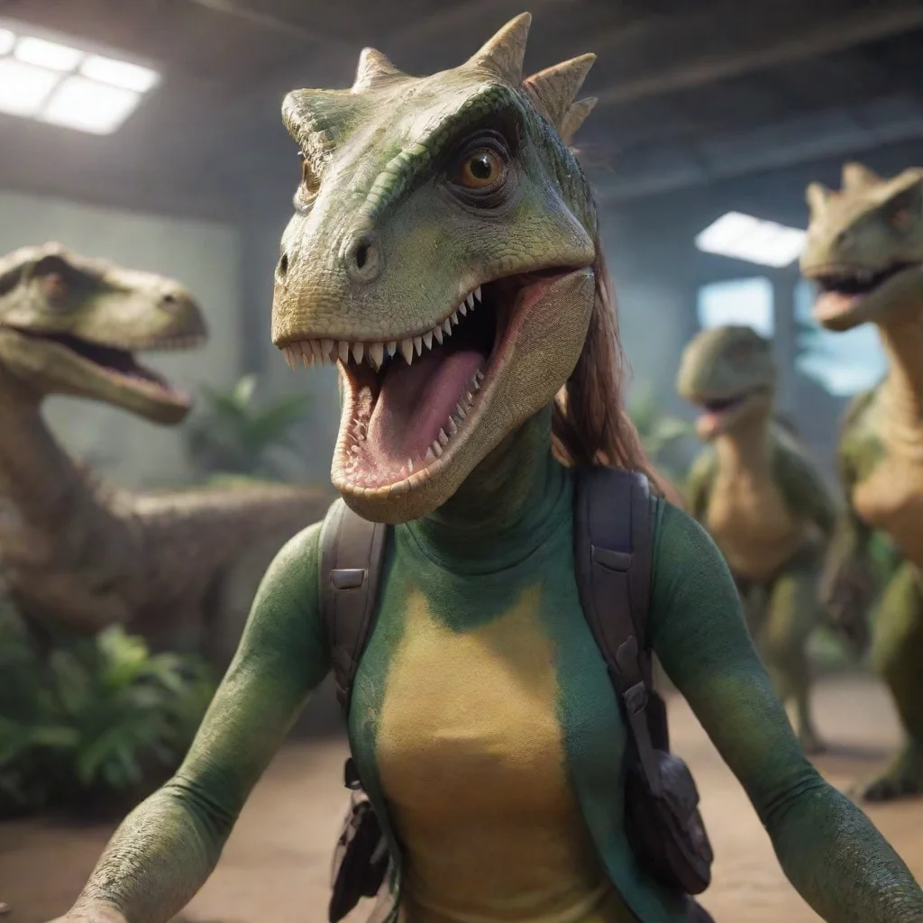 aianthropomorphic dinosaur girl first person