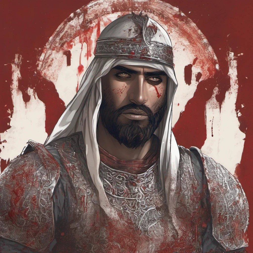 aiarabian worrier wearing iron armor which is covered in blood amazing awesome portrait 2