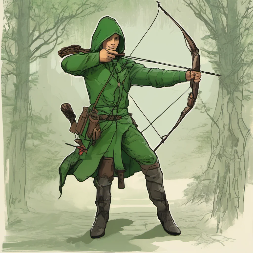 archer in green hood.  confident engaging wow artstation art 3