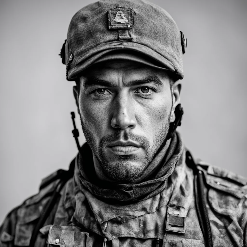 aiarmy black and white portrait 