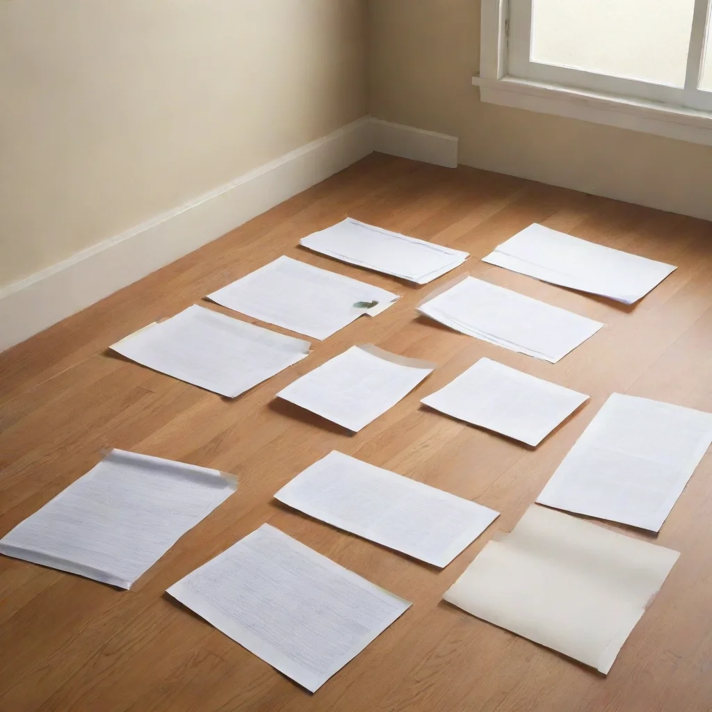 aiarrange papers categorically on the floor of a room