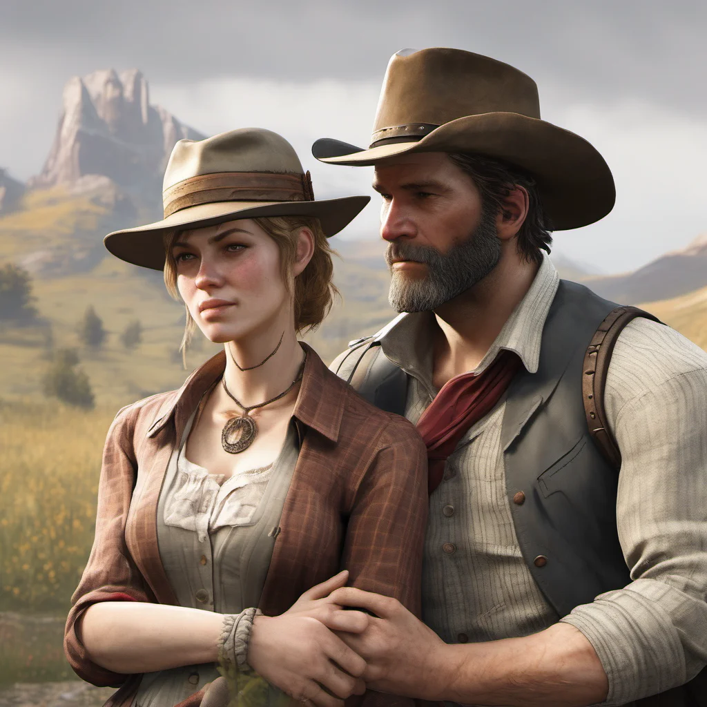 arthur morgan and sadie adler married with baby hyper realistic  good looking trending fantastic 1