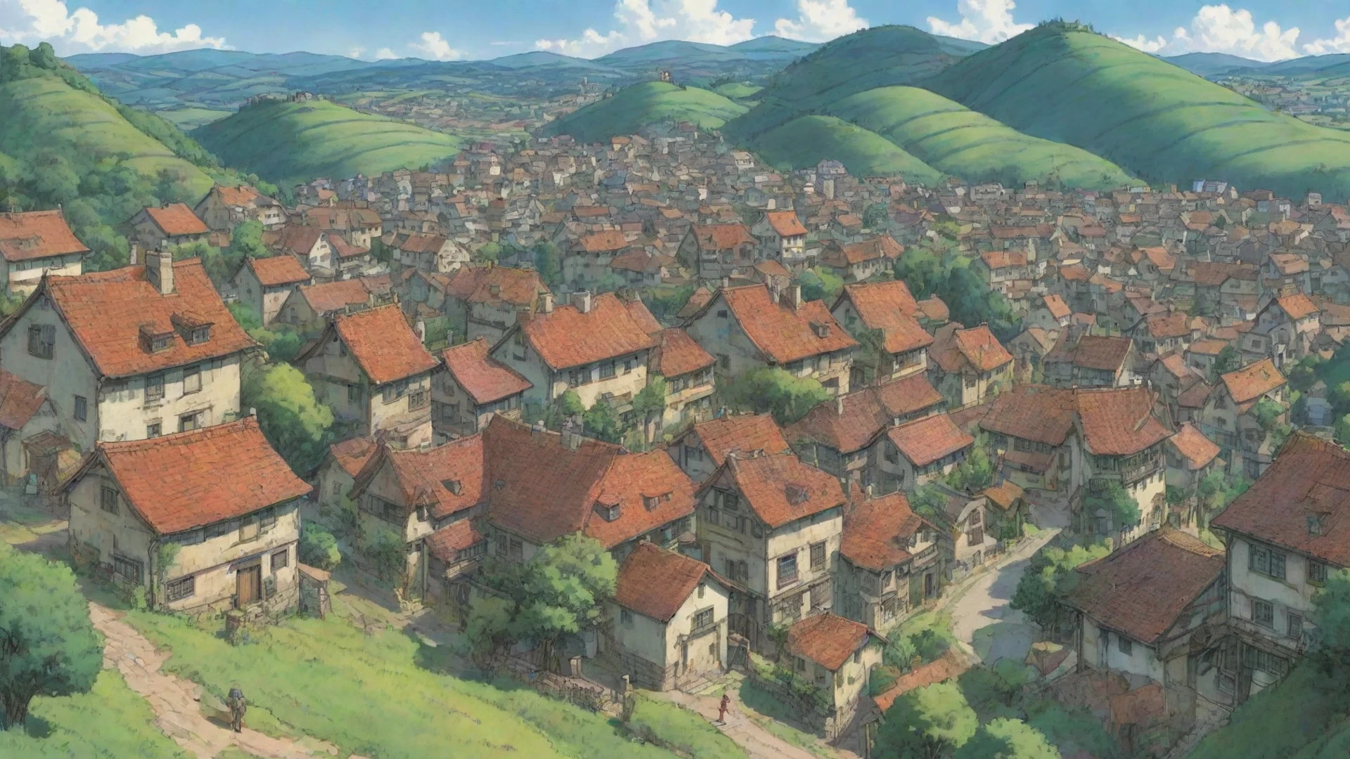 aiartistic comic book ghibli rolling hills town undefined 4 hdwidescreen