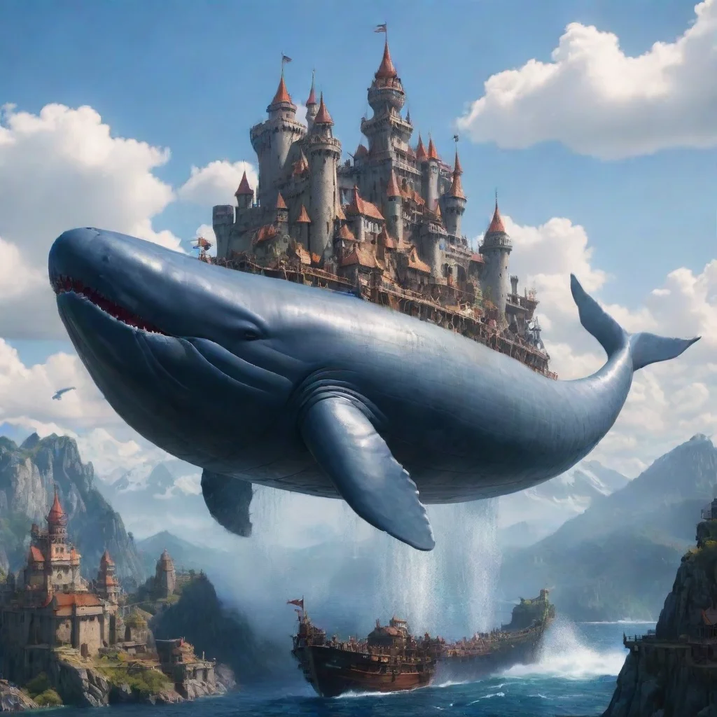 aiartstation art  fortress kingdom on flying whale confident engaging wow 3