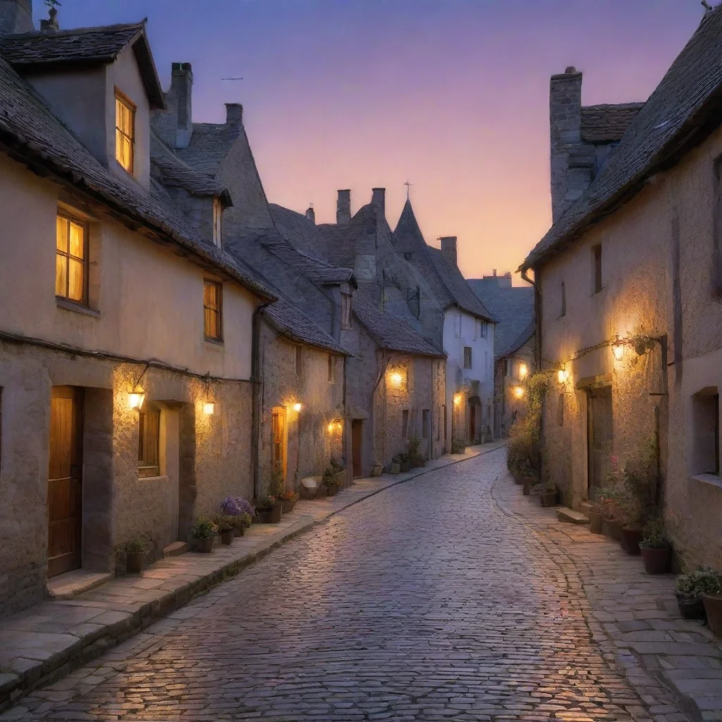 aiartstation art  rustic village at twilight houses gently bathed in delicate celestial radiance set along cobbled confident engaging wow 3