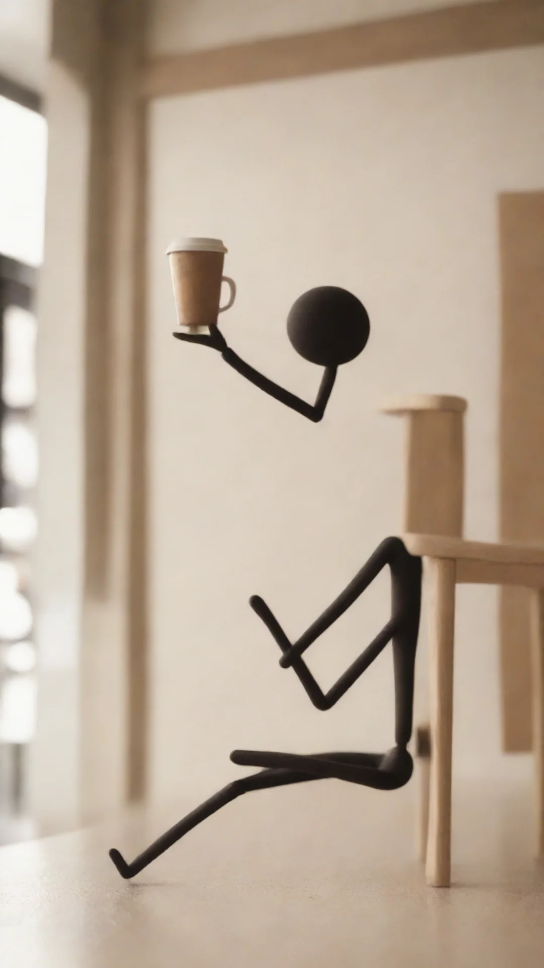 aiartstation art  stickman tomando cafe confident engaging wow 3 tall