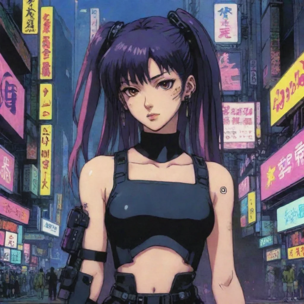 aiartstation art 90s anime cyberpunk confident engaging wow 3