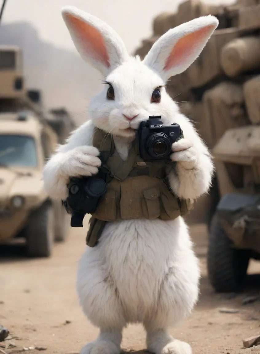 aiartstation art a anthropomorphic femenine furry rabbit woman with camera in a warzone hd confident engaging wow 3 portrait43