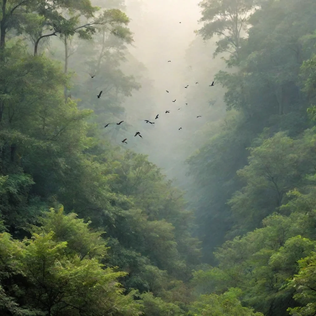 aiartstation art a beautiful birds is flying over forest confident engaging wow 3