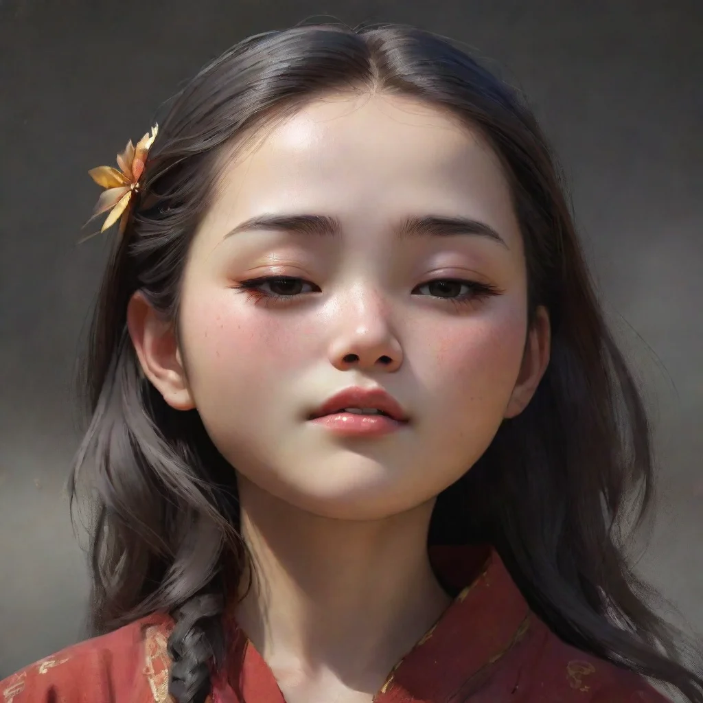 aiartstation art a beautiful chinese girl aged 15 whose head was cut off and died on the ground.closing her eyes confident engaging wow 3