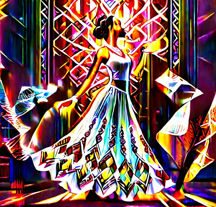 aiartstation art a beautiful young brown woman wearing white cotton cloth adorned with geometrical patterns dancing confident engaging wow 3