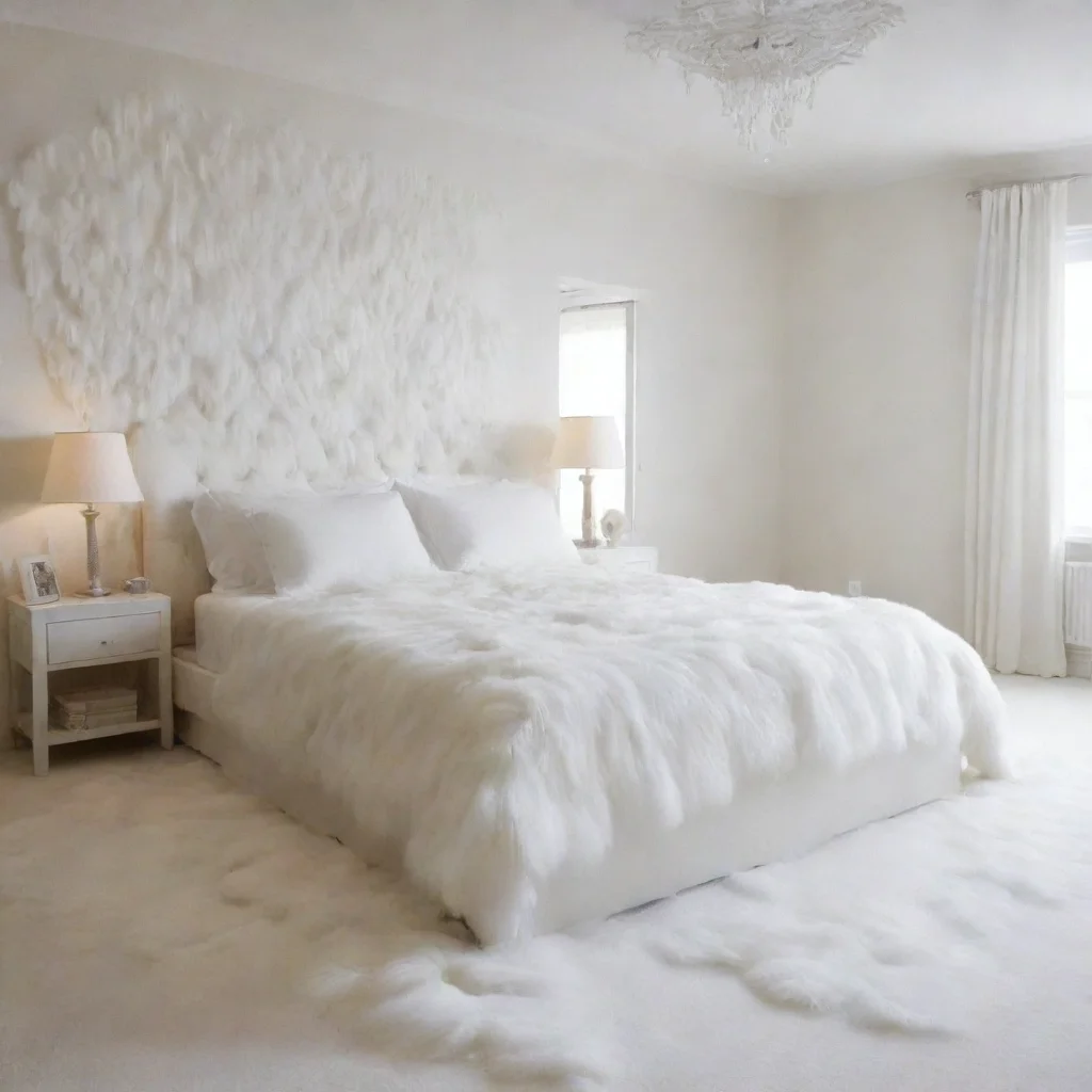 aiartstation art a bedroom covered in thick white fur everywhere confident engaging wow 3