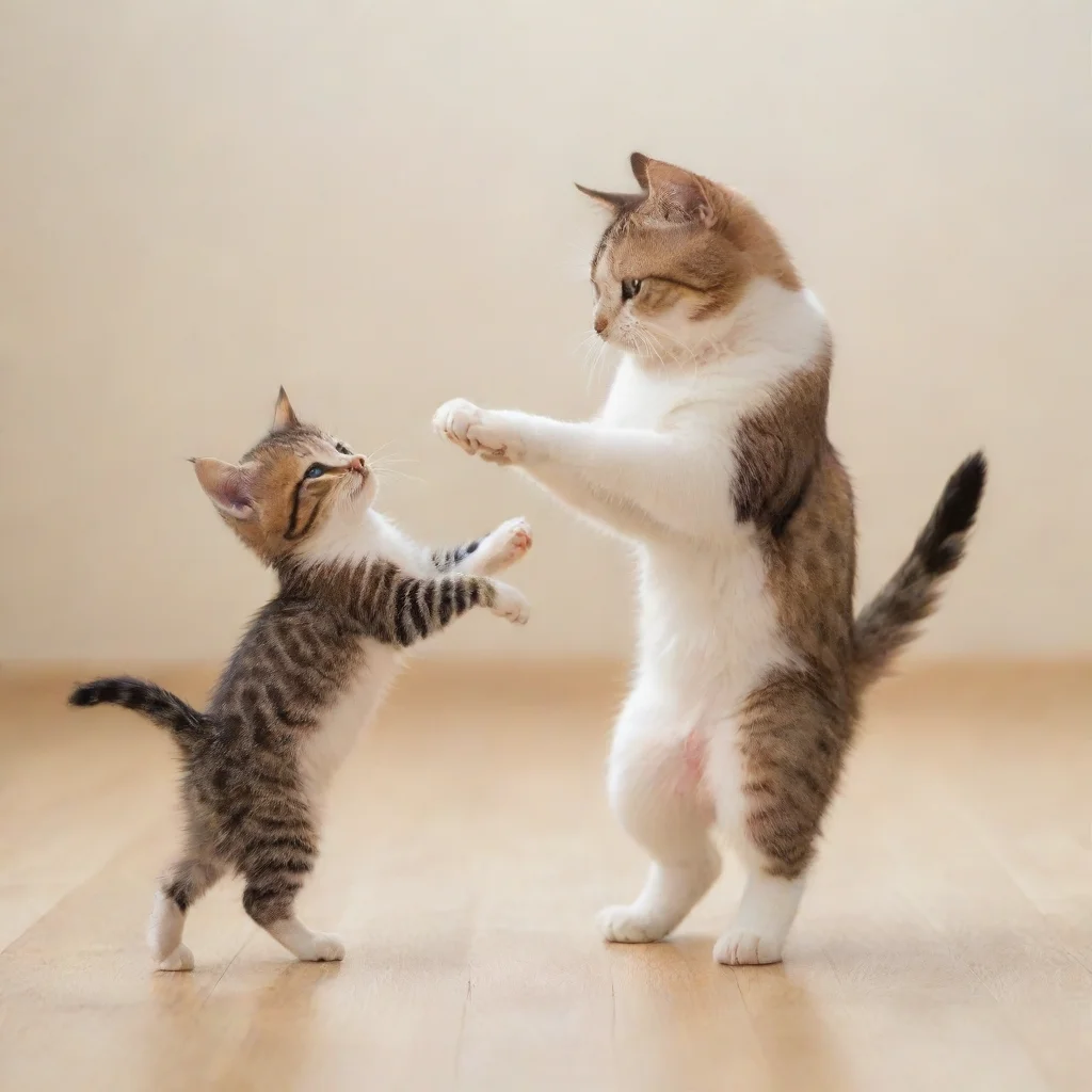 aiartstation art a cat dancing with a kitten confident engaging wow 3