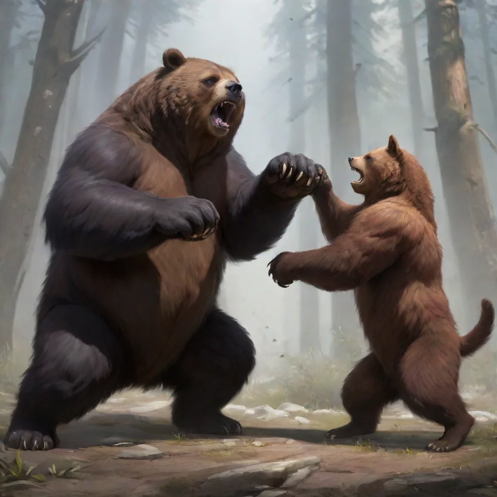 aiartstation art a cat fighting a bear with bear hands confident engaging wow 3