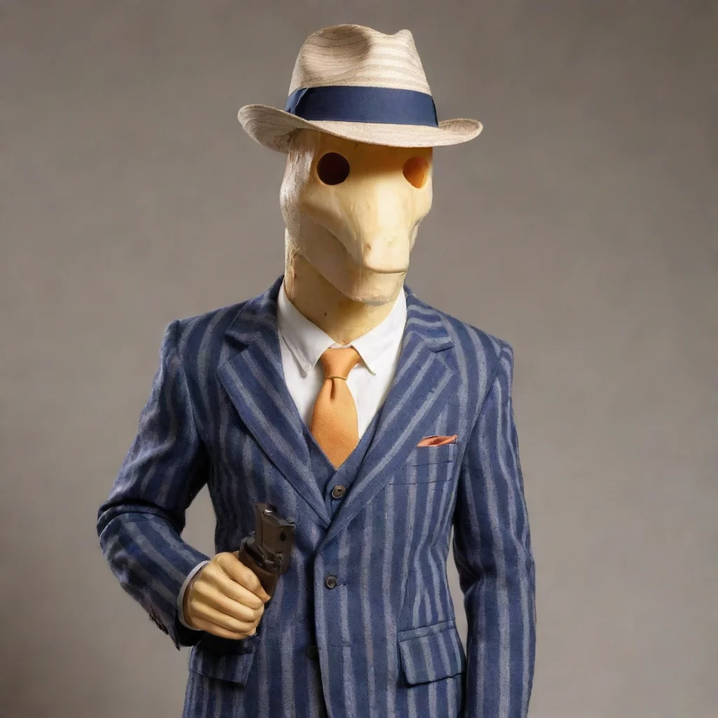 aiartstation art a cheese headed man whit a fedora in an italian striped suit whit a gun confident engaging wow 3