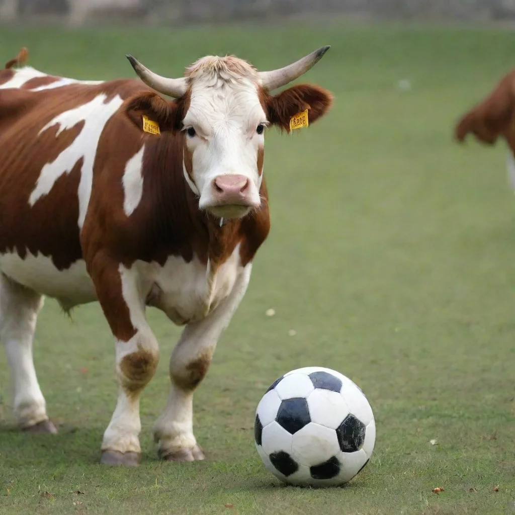 aiartstation art a cow play soccer with leonel messi confident engaging wow 3