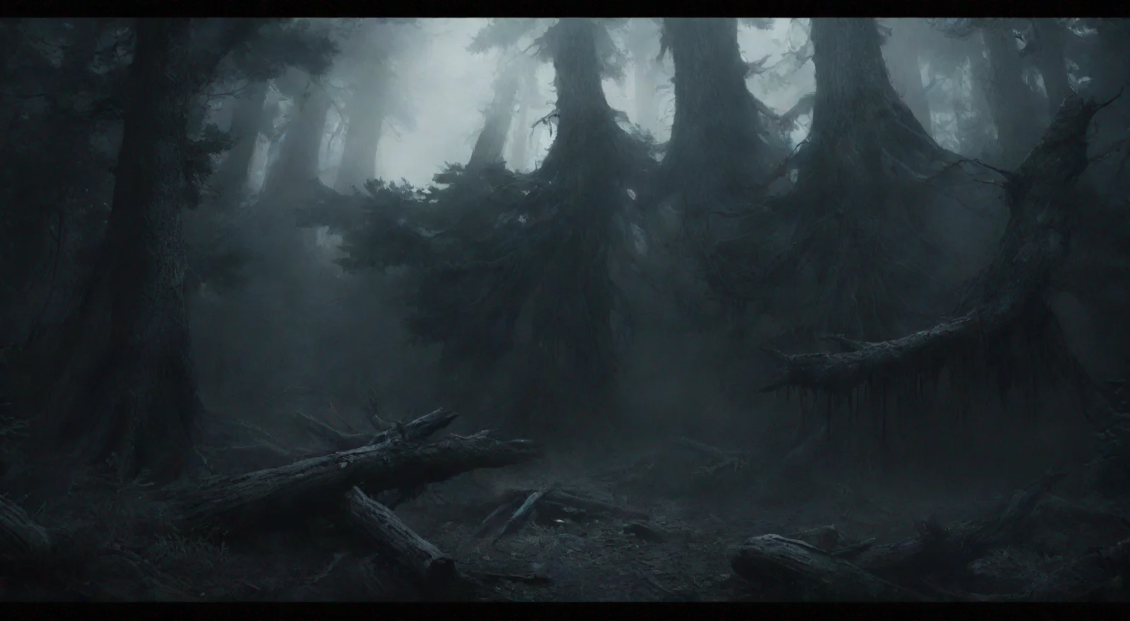 aiartstation art a dark pines forest nightmare foggy confident engaging wow 3