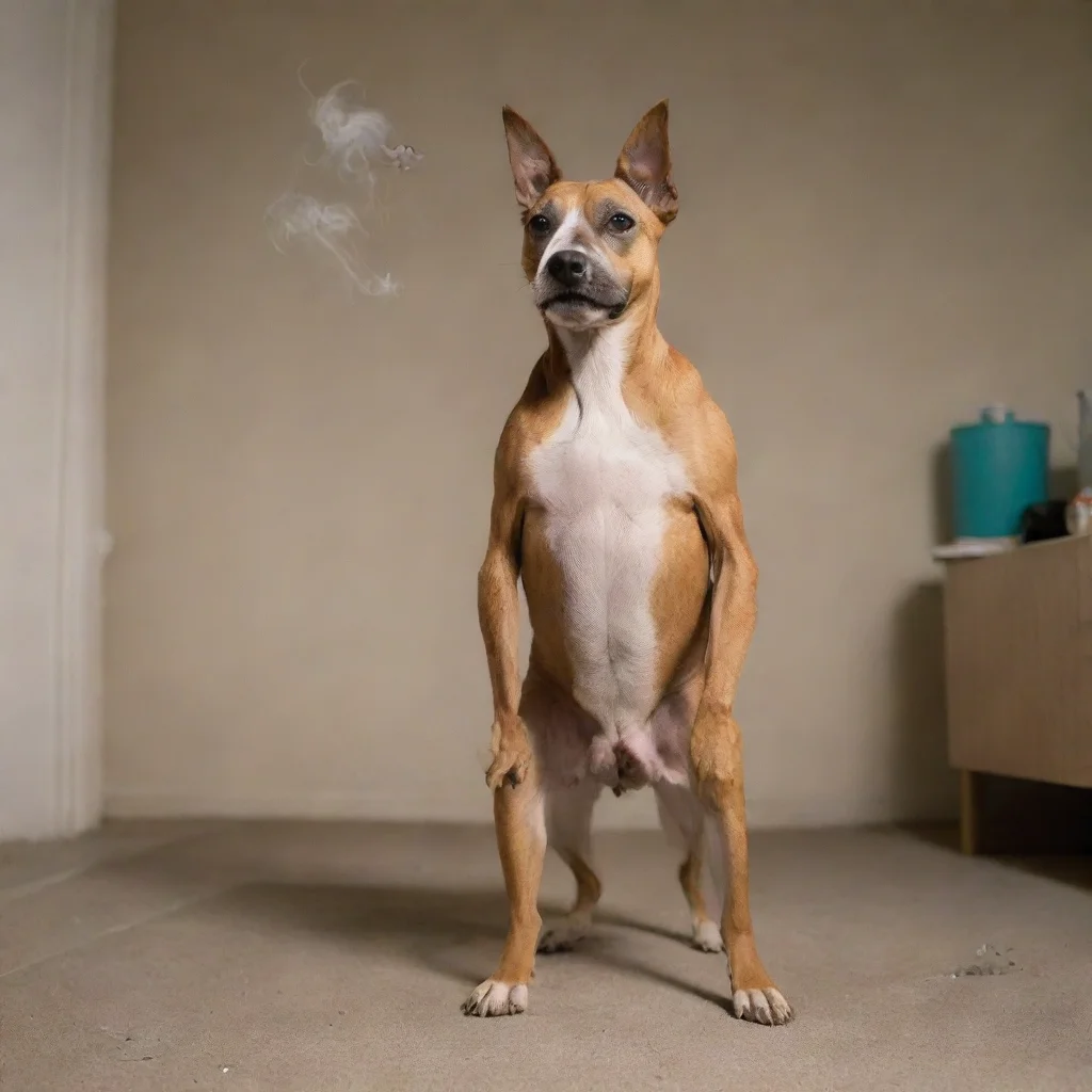 aiartstation art a dog standing like a human slightly cursed and smoking a zigarre confident engaging wow 3