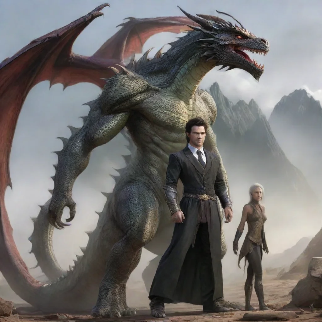 aiartstation art a dragon and human hybrid confident engaging wow 3
