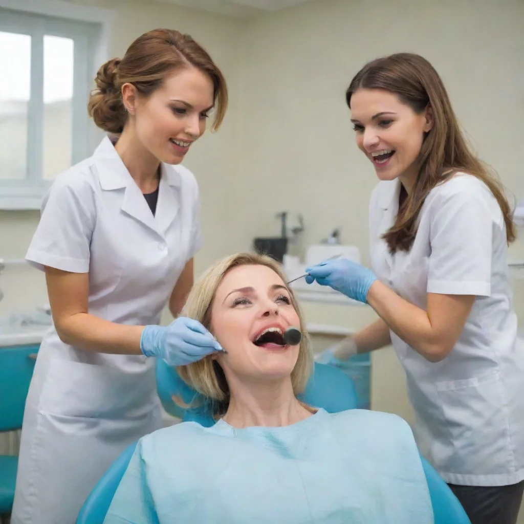 aiartstation art a female sadistic dentist and a female patient drilling confident engaging wow 3