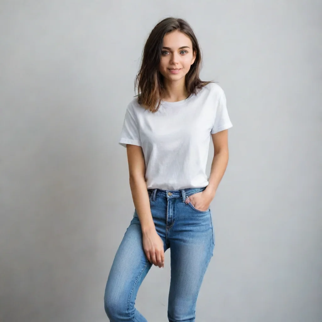 aiartstation art a girl in a t shirt and jeans.  confident engaging wow 3
